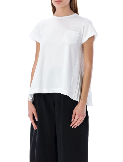 Shop Sacai Pleated Back T-shirt In White