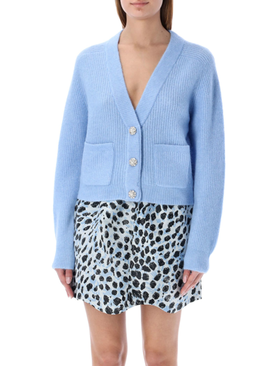 Shop Ganni Soft Wool Cardigan In Placid Blue