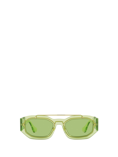 Shop Versace Ve2235 Transparent Light Green Sunglasses