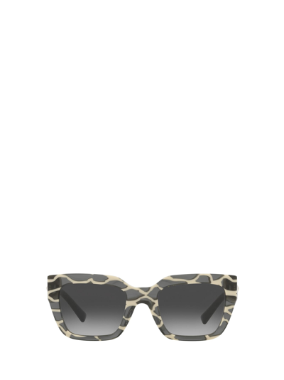 Shop Valentino Eyewear Va4097 Striped Black White Sunglasses