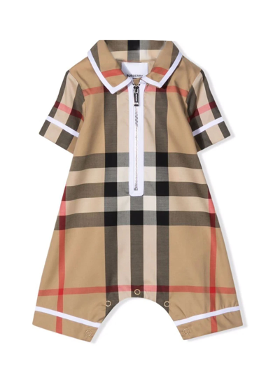 Shop Burberry Beige Cotton-blend Pajamas In Check