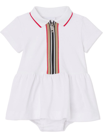 Shop Burberry White Cotton Dress In Bianco