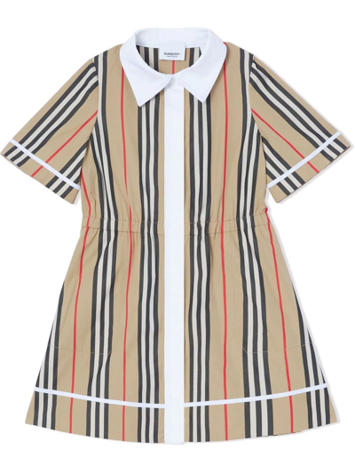 Shop Burberry Archive Beige Cotton Shirt Dress In Check