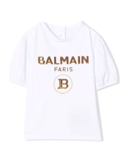 Shop Balmain White Cotton T-shirt In Bianco