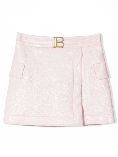 Shop Balmain Rose Pink Cotton Skirt In Rosa