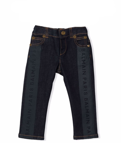 Shop Balmain Indigo Blue Cotton Jeans In Denim