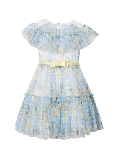 Shop Monnalisa Light Blue Floral Dress In Azzurro