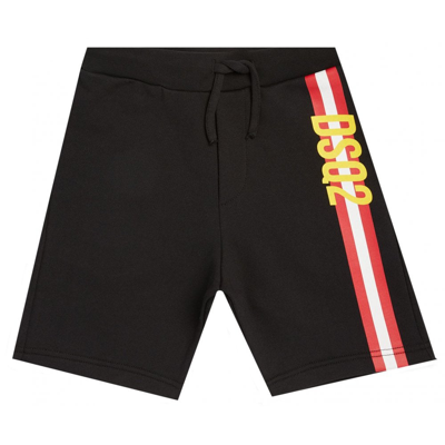 Shop Dsquared2 Boys Cotton Stripe Shorts Black