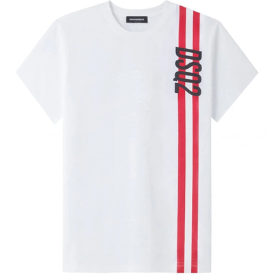 Shop Dsquared2 Boys Stripe T-shirt White