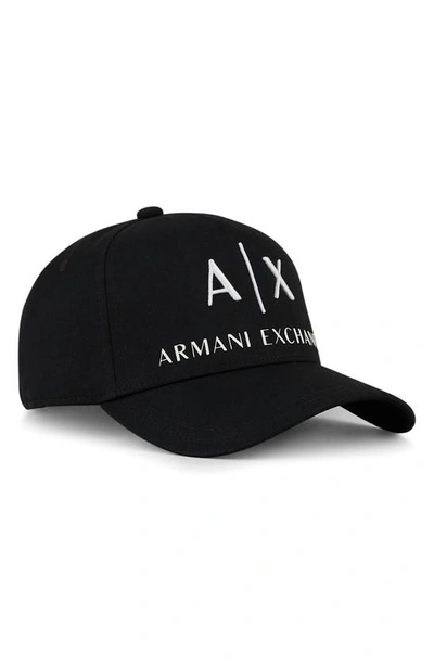 Shop Armani Exchange Classic Embroidered Logo Baseball Cap In Black