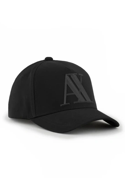 Shop Armani Exchange Rubber Logo Baseball Cap In Black