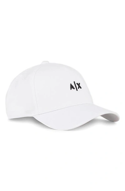 Shop Armani Exchange Small Embroidered Logo Baseball Cap In White