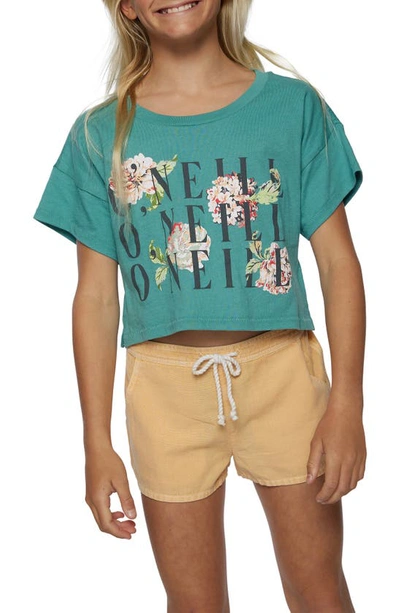Shop O'neill Kids' Done Up Crop Graphic Tee In Teal
