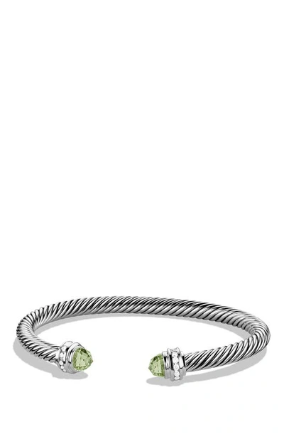 Shop David Yurman Cable Classics Bracelet With Semiprecious Stones & Diamonds In Prasiolite