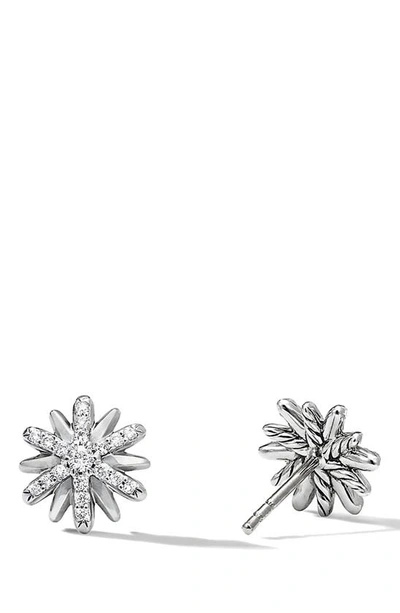 Shop David Yurman Petite Starburst Stud Earrings With Pavé Diamonds In Diamond/ Silver