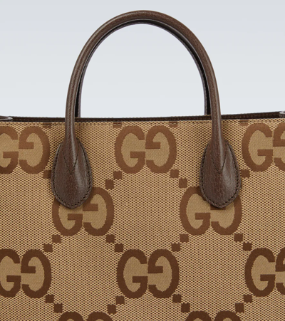 Shop Gucci Jumbo Gg Tote Bag In Camel Eb/n.ac/law.po
