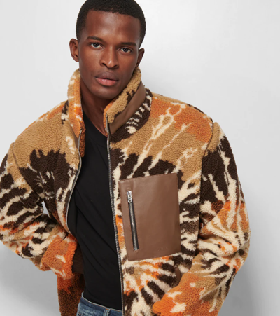 Shop Amiri Tie-dye Polar Fleece Jacket In Orange/black
