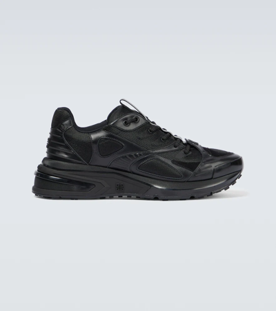 Shop Givenchy Giv 1 Leather And Mesh Sneakers In Black