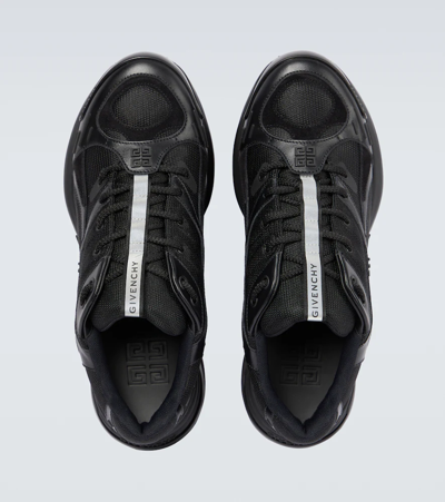 Shop Givenchy Giv 1 Leather And Mesh Sneakers In Black