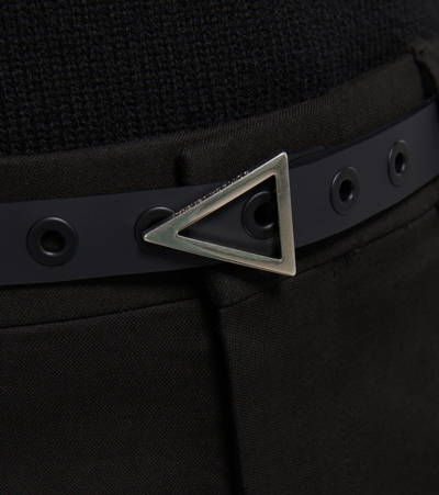 Shop Bottega Veneta Triangle-buckle Belt In Black-silver