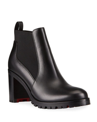 Shop Christian Louboutin Marchacroche Leather Red Sole Booties In Black