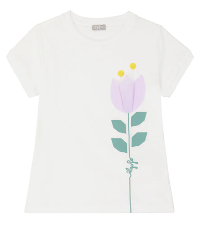 Shop Il Gufo Printed Cotton T-shirt In White Lilac