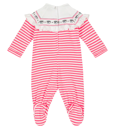 Shop Monnalisa X Chiara Ferragni Baby Maxi Logomania Cotton Playsuit In Red
