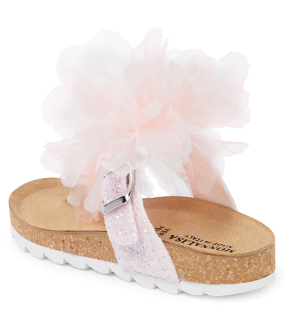 Monnalisa Ruffle-trim Sandals In Glitter Rosa Antico