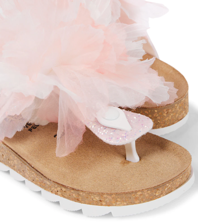 Monnalisa Ruffle-trim Sandals In Glitter Rosa Antico