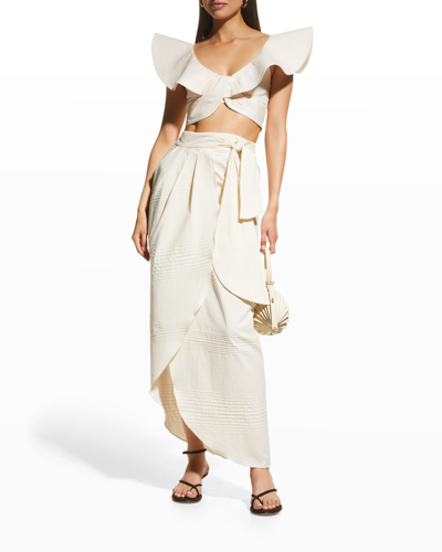 Shop Johanna Ortiz The Traveler Poplin Maxi Wrap Skirt - Bci Cotton In Ecru