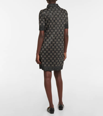 Shop Gucci Lamé Gg Jacquard Minidress In Black/beige/gold