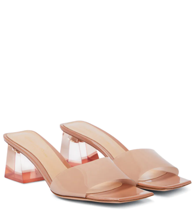 Gianvito Rossi Vernice Block-heel Mules In Praline+praline
