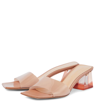 Gianvito Rossi Vernice Block-heel Mules In Praline+praline