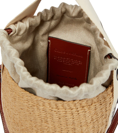 Chloé X Mifuko Woody Small Raffia Bucket Bag In Brown