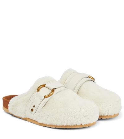 Shop See By Chloé Gema Shearling Mules In White