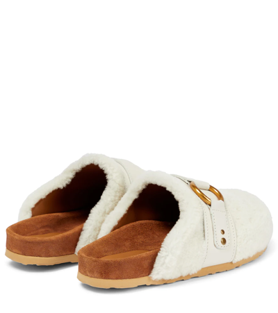 Shop See By Chloé Gema Shearling Mules In White