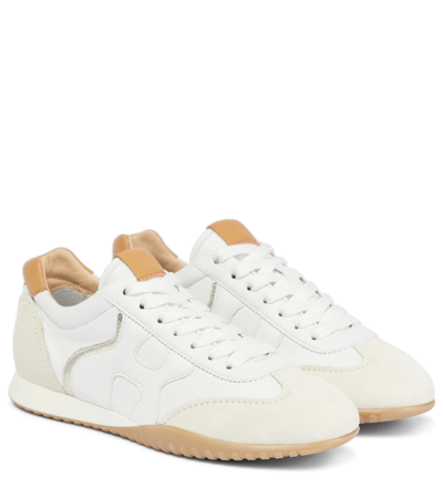 Shop Hogan Olympia-z Leather And Suede Sneakers In 0