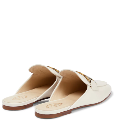Shop Tod's Kate Leather Slippers In Neutrals