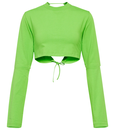 Shop Jacquemus Le Tshirt Piccola Crop Top In Green