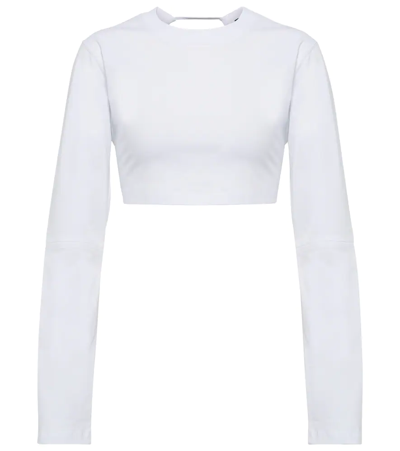 Shop Jacquemus Le Tshirt Piccola Crop Top In White