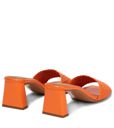 Shop Souliers Martinez Carioca 60 Woven Leather Sandals In Mandarina