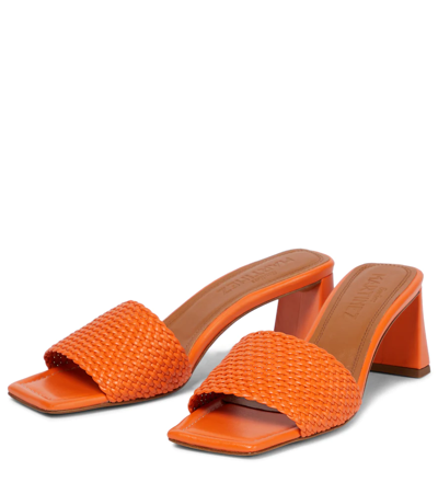 Shop Souliers Martinez Carioca 60 Woven Leather Sandals In Mandarina