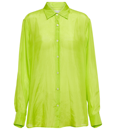 Shop Dries Van Noten Silk Shirt In Neon Green
