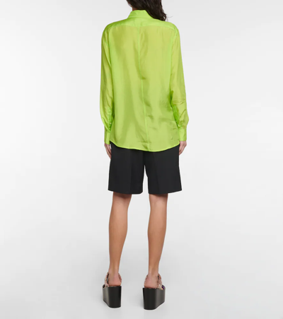 Shop Dries Van Noten Silk Shirt In Neon Green