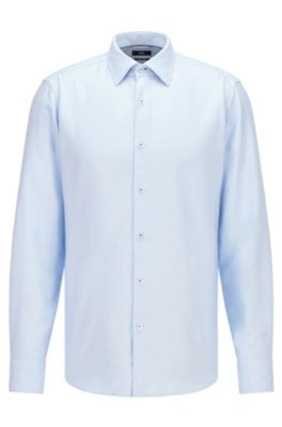 Shop Hugo Boss Regular-fit Shirt In Easy-iron Structured Cotton- Light Blue Men's Shirts Size 16