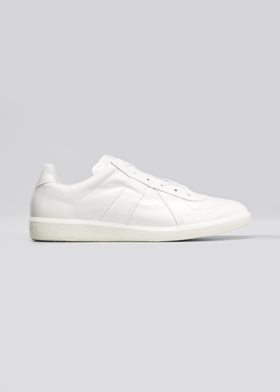 Shop Maison Margiela Men's Replica Patent Low-top Sneakers In White