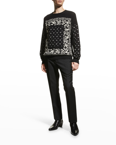 Shop Etro Men's Paisley Bandana Knit Sweater In Black