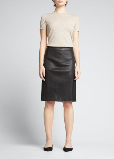 Shop Theory Leather Pencil Skirt In Blk