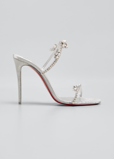 Shop Christian Louboutin Just Queen 100mm Pvc Micro 3d Red Sole Sandals In Silver