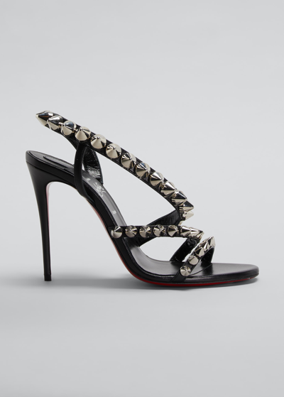Shop Christian Louboutin Spikita Studded Red Sole Stiletto Sandals In Black/silver